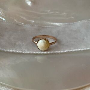 Royal white amber and solid 14k rose gold ring